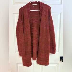 Mesh + lace Cozy Textured Knit Sweater - Rust 1x